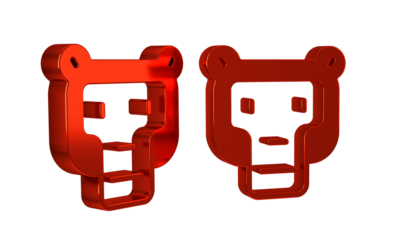 Red Monkey icon isolated on transparent background. Animal symbol.