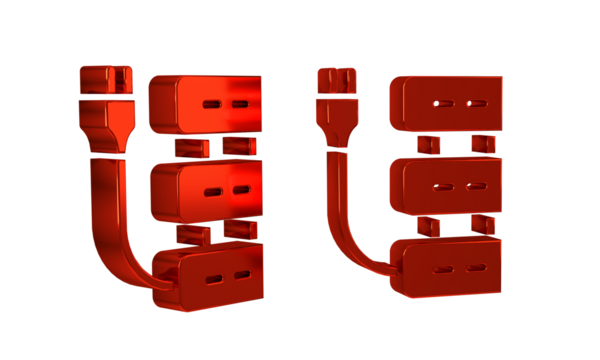 Red Server icon isolated on transparent background. Adjusting app, service concept, setting options, maintenance, repair, fixing. - Powered by Adobe
