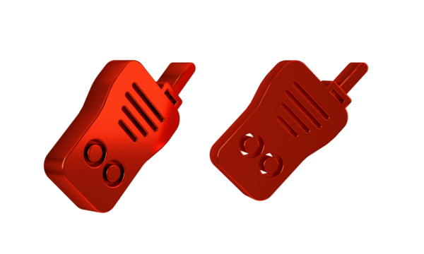 Red Walkie talkie icon isolated on transparent background. Portable radio transmitter icon. Radio transceiver sign.
