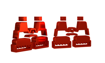 Red Binoculars icon isolated on transparent background. Find software sign. Spy equipment symbol.