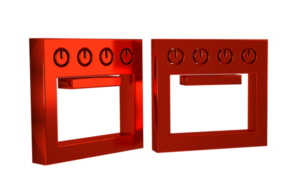Red Oven icon isolated on transparent background. Stove gas oven sign.