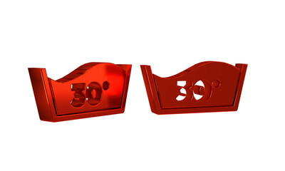 Red Washing under 30 degrees celsius icon isolated on transparent background. Temperature wash.