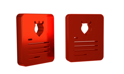 Red The arrest warrant icon isolated on transparent background. Warrant, police report, subpoena. Justice concept.