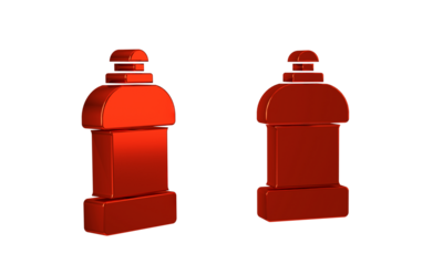 Red Plastic bottle for laundry detergent, bleach, dishwashing liquid or another cleaning agent icon isolated on transparent background.