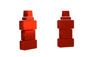 Red Plastic bottle for laundry detergent, bleach, dishwashing liquid or another cleaning agent icon isolated on transparent background.