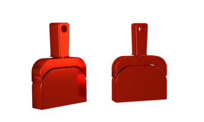 Red Dustpan icon isolated on transparent background. Cleaning scoop services.