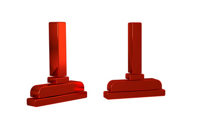 Red Rubber plunger with wooden handle for pipe cleaning icon isolated on transparent background. Toilet plunger.