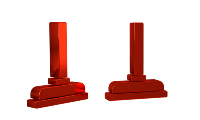 Red Rubber plunger with wooden handle for pipe cleaning icon isolated on transparent background. Toilet plunger.