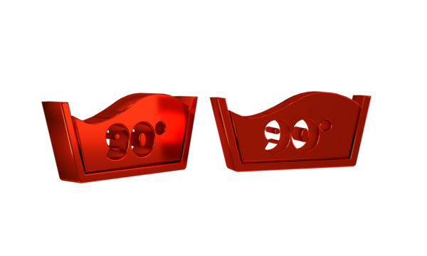 Red Washing under 90 degrees celsius icon isolated on transparent background. Temperature wash.