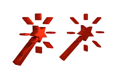 Red Magic wand icon isolated on transparent background. Star shape magic accessory. Magical power.
