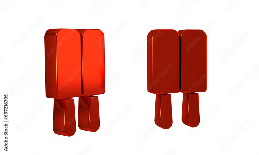 Poster Red Ice cream on stick icon isolated on transparent background. Sweet symbol.