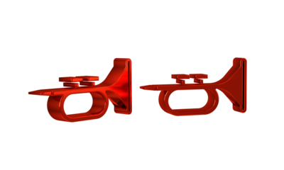 Red Musical instrument trumpet icon isolated on transparent background.