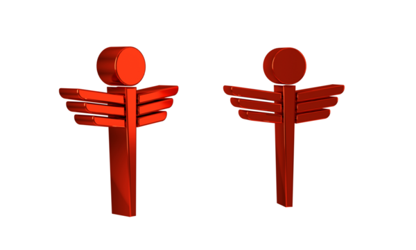 Red Caduceus snake medical symbol icon isolated on transparent background. Medicine and health care. Emblem for drugstore or medicine, pharmacy.