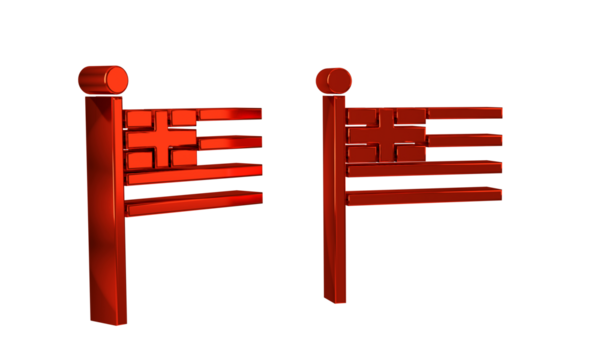 Red Greece national flag icon isolated on transparent background.