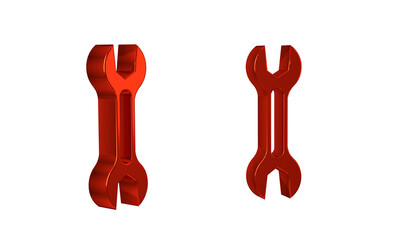 Red Wrench spanner icon isolated on transparent background.
