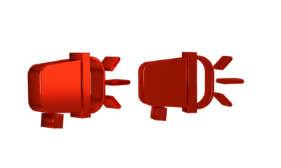 Red Bicycle head lamp icon isolated on transparent background. Cycling road sport night ride light.