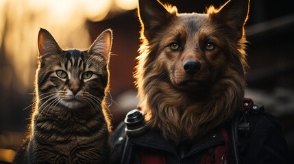 The police dog and the cat