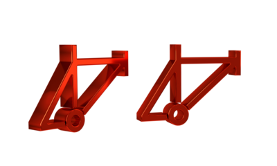Red Bicycle frame icon isolated on transparent background.