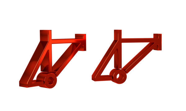 Red Bicycle frame icon isolated on transparent background.