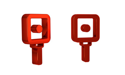 Red Frying pan icon isolated on transparent background. Fry or roast food symbol.