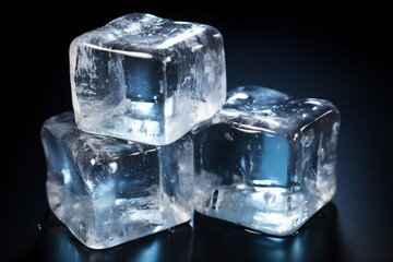 Three Ice Cubes on a Table