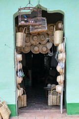 View at a hat store of Trinidad in Cuba
