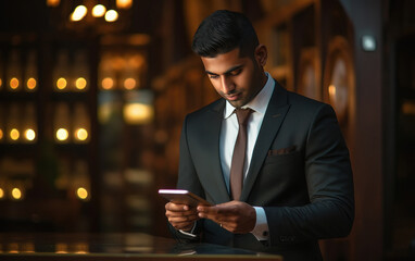 young indian handsome businessman using smartphone - Powered by Adobe