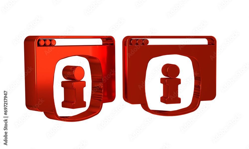 Poster red computer monitor with text faq information icon isolated on transparent background. frequently a