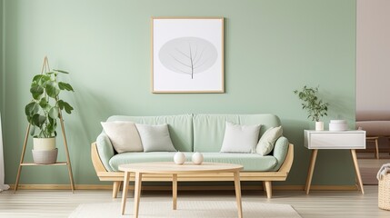 Modern sofa in living room interior with frame