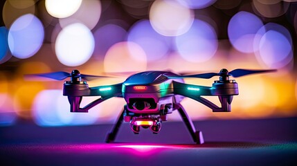Photo close up surveillance drone with bokeh effect