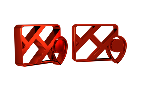 Red Infographic of city map navigation icon isolated on transparent background. Mobile App Interface concept design. Geolacation concept.