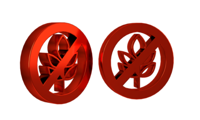Red Gluten free grain icon isolated on transparent background. No wheat sign. Food intolerance symbols.