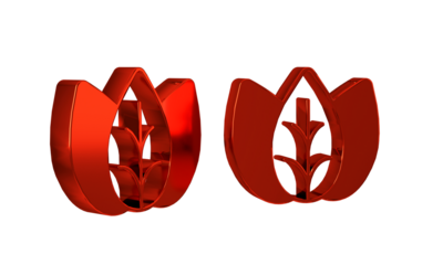 Red Leaf icon isolated on transparent background. Leaves sign. Fresh natural product symbol.