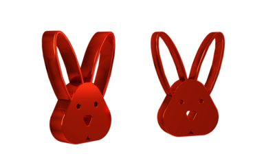 Red Animal cruelty free with rabbit icon isolated on transparent background.