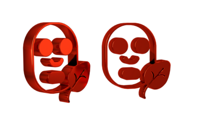 Red Facial cosmetic mask icon isolated on transparent background. Cosmetology, medicine and health care.