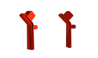Red Crutch or crutches icon isolated on transparent background. Equipment for rehabilitation of people with diseases of musculoskeletal system.