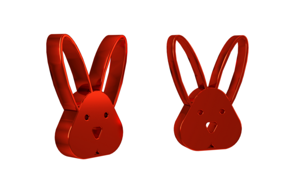 Red Animal cruelty free with rabbit icon isolated on transparent background. - Powered by Adobe