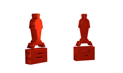 Red Movie trophy icon isolated on transparent background. Academy award icon. Films and cinema...