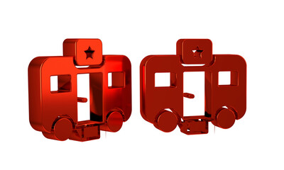 Red Machine trailer dressing room for actors icon isolated on transparent background. Movie crew rest room. Star sleeping place. Film vehicle.