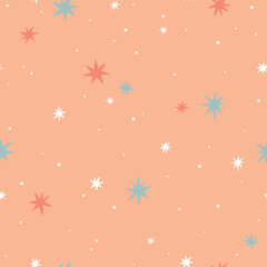 Seamless pattern with beautiful stars. Ideal for printing on fabric, paper and cards.