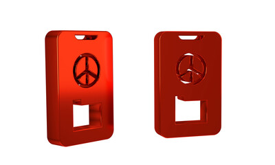 Red Peace icon isolated on transparent background. Hippie symbol of peace.