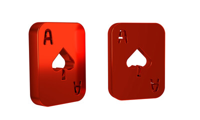 Red Playing cards icon isolated on transparent background. Casino gambling.