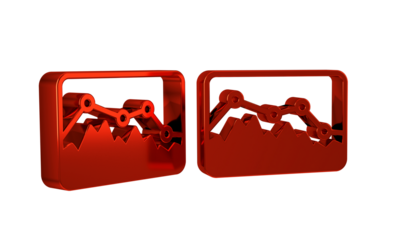 Red Music wave equalizer icon isolated on transparent background. Sound wave. Audio digital equalizer technology, console panel, pulse musical.