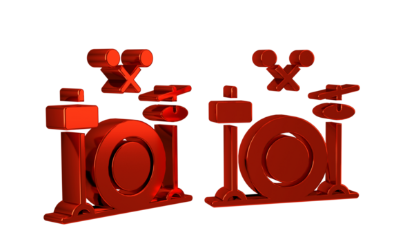Red Drums icon isolated on transparent background. Music sign. Musical instrument symbol.