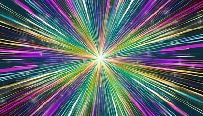 colorful star burst firework an abstract digital work with a star burst design in green yellow violet pink blue and turquoise - Powered by Adobe