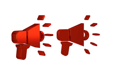 Obraz premium Red Megaphone icon isolated on transparent background. Speaker sign.