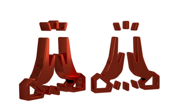 Red Informal greeting icon isolated on transparent background. Happy people giving high five.