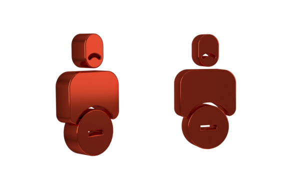 Red Loss of friend icon isolated on transparent background.