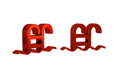 Red Swimming pool with ladder icon isolated on transparent background.