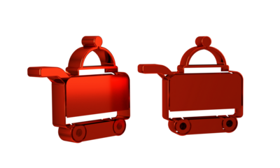 Red Covered with a tray of food icon isolated on transparent background. Tray and lid sign. Restaurant cloche with lid.